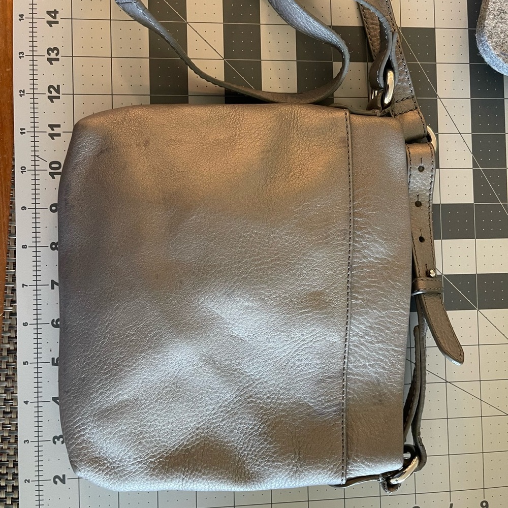 Cole Haan metallic grey Leather Crossbody Bag - Picture 2 of 6